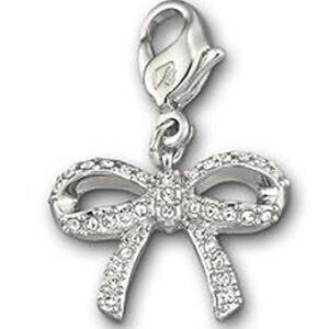 SWAROVSKI Rhodium-Plated Clear Crystal Pavé Bow Charm – Style 1047486 – EUC